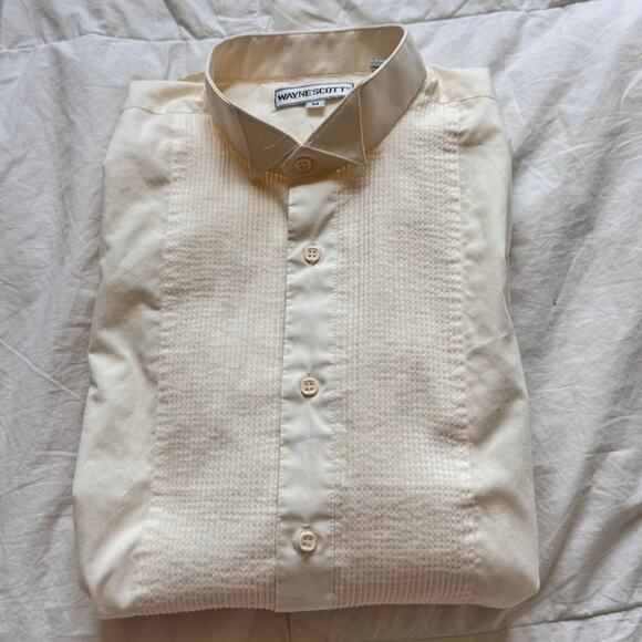 Vintage 90s WayneScott cream tuxedo shirt sz med victorian vampire academia - Picture 8 of 8